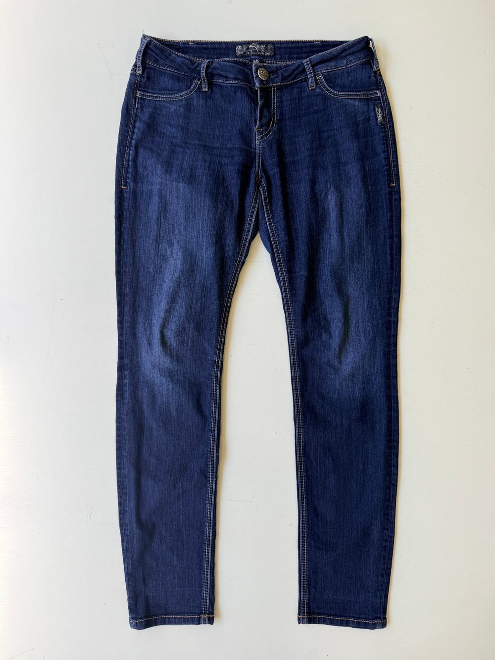 Silver Jeans Co Women's Skinny Jeans Dark Wash W30 L29 Mid Rise Stretch Denim